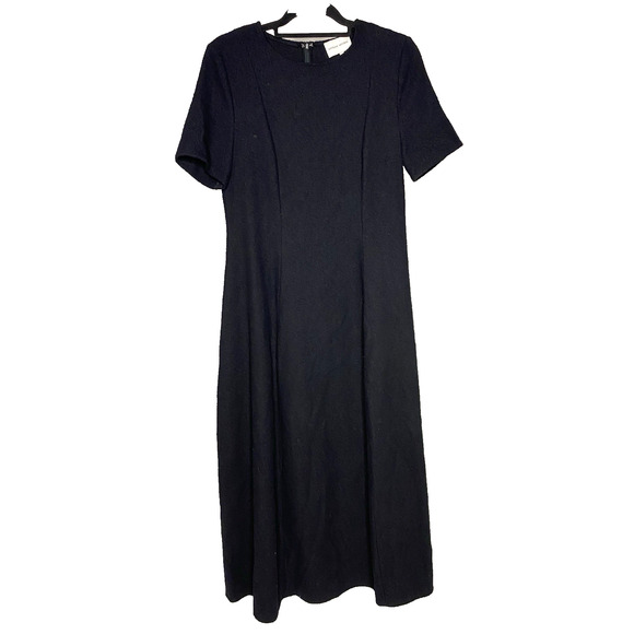LOULOU Studio Women's Medium Albane Dress Black Boucle Cotton A-Line Long Midi - Picture 1 of 6